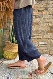 Kiti Paisley Damask 7/8 Barrel Leg Pant Navy